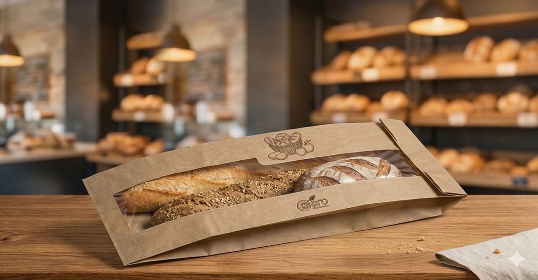 Bread and baguette bags with transparent window