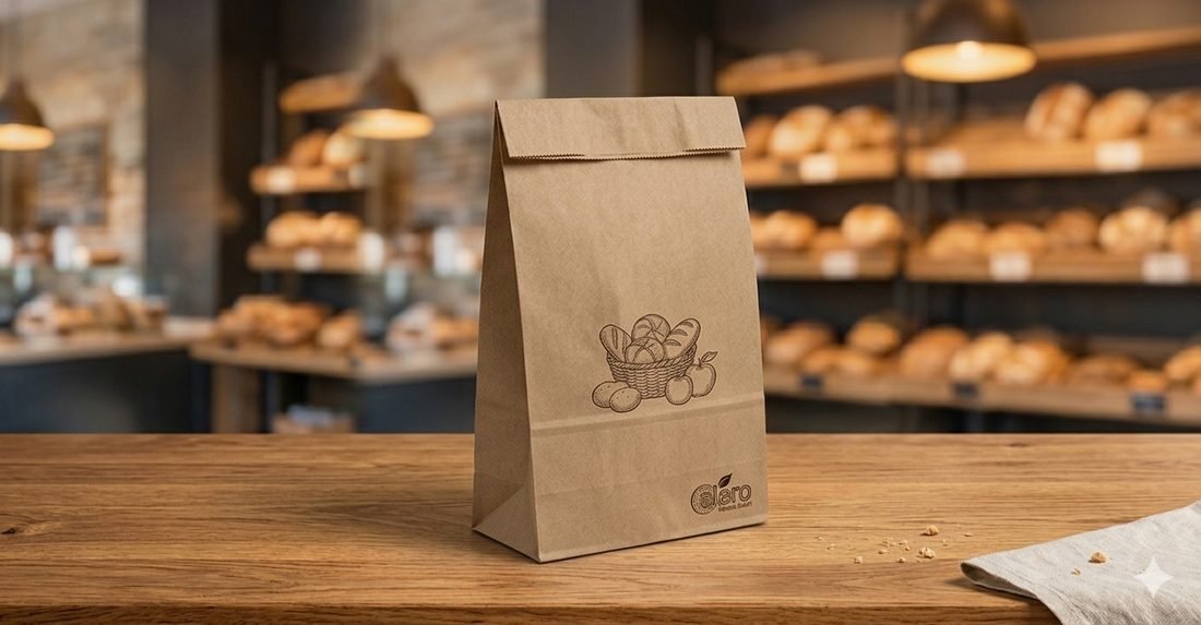 Gusseted and flat paper bags made of kraft paper